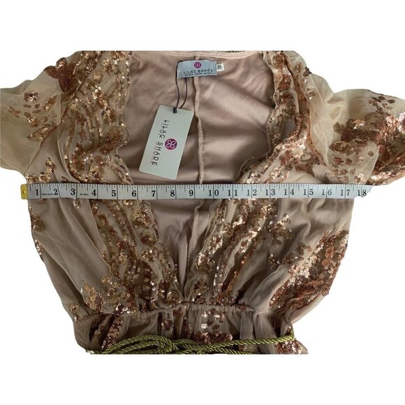 Lilac Shade Women's Gold Sparkling Romper - Picture 4 of 5